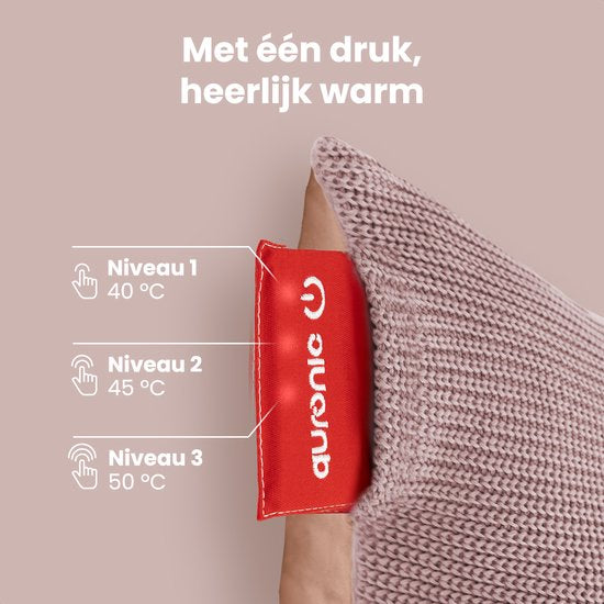 Auronic Warmtekussen - Gebreid - 45x45 CM - Draadloos Warmtekussen - Oplaadbaar - Elektrisch kussen - Infrarood - Roze
