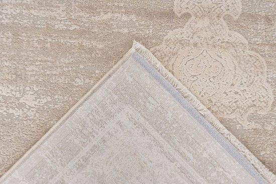 Lalee Diamond hoogwaardig vloerkleed - 2.000.000 punten m2 viscose acryl - superzacht exclusief tapijt - korte franjes - 200x290 cm - beige