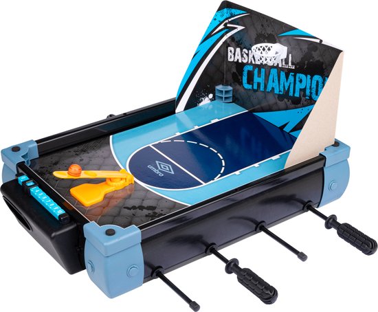 Umbro Tafelvoetbal Tafelmodel - 5-in-1 Tafelspel - 40 x 30 x 25 CM - Tafelvoetbalspel - Voetbal, Hockey, Basketbal, Tennis en Bowlen - Zwart/Blauw
