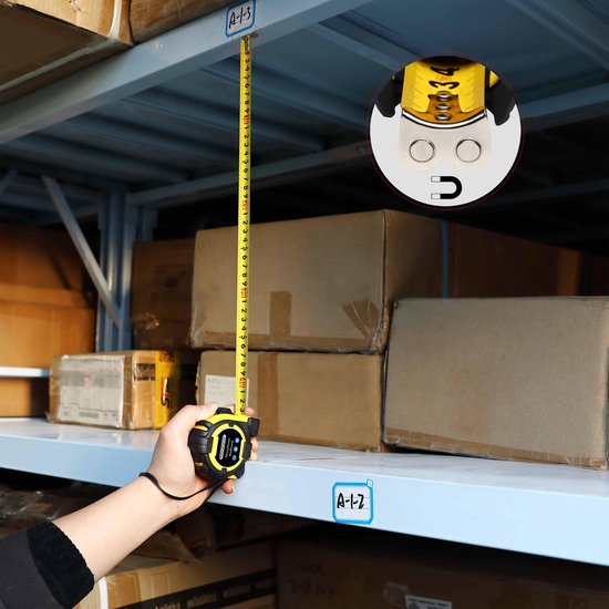 Monzana Meetlint Lintmeter 10m Eindhaak Autorolsysteem Vergrendeling Centimeter