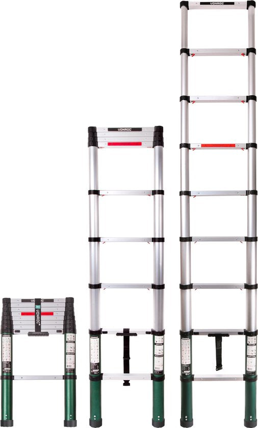 VONROC Professionele Telescopische Ladder – 2.6m – Soft-Close – Veilig, Compact & Stabiel – Aluminium – 150 kg