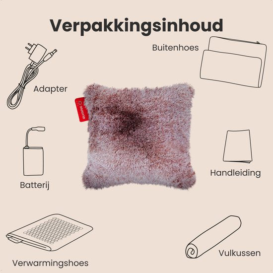 Auronic Warmtekussen - Teddy - 45x45 - Draadloos - Oplaadbaar - Elektrisch kussen - Infrarood - Roze
