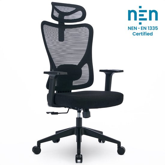 Goliving Ergonomische Bureaustoel - Office  Chair - Met Hoofdsteun - Kantoorstoel - Verstelbaar - Gaming - Voor Volwassenen - NEN-1335 - Zwart