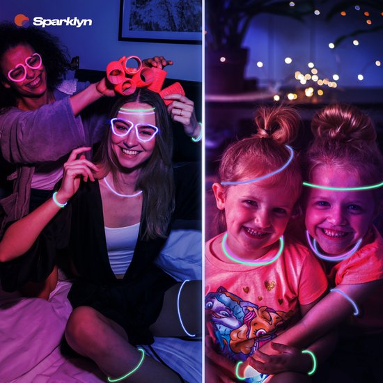 Sparklyn XXL Glow in the Dark Stick Set - 328st Gloei-sticks met accessoires - Breekstafjes - Neon Party