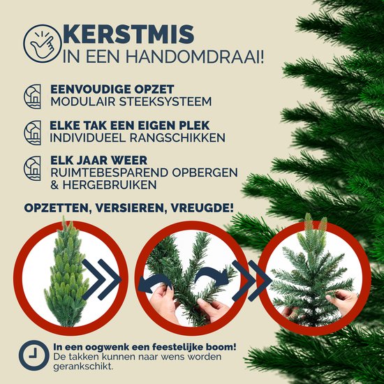 Casaria Kunstkerstboom - Metalen Voet 180cm 613 Punten - Inclusief Standaard - Groen