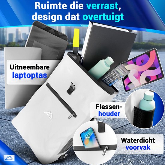 Nextcover 3in1 Fietstas Enkel voor Bagagedrager [PVC vrij] | Waterdichte Fietstas, Rugzak en Schoudertas 25L | Ideaal voor Laptop en Wekelijkse Aankopen | Fiets Tas Enkele | Fietstassen