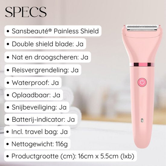 Ladyshave Gezicht - Oksels - Benen - Bikinilijn - Scheerapparaat Vrouw - Ontharingsapparaat Electrisch Ontharen - Gezichtsontharing Dames - Trimmer Vrouw - Ladyshaves Bikini - USB Oplaadbaar