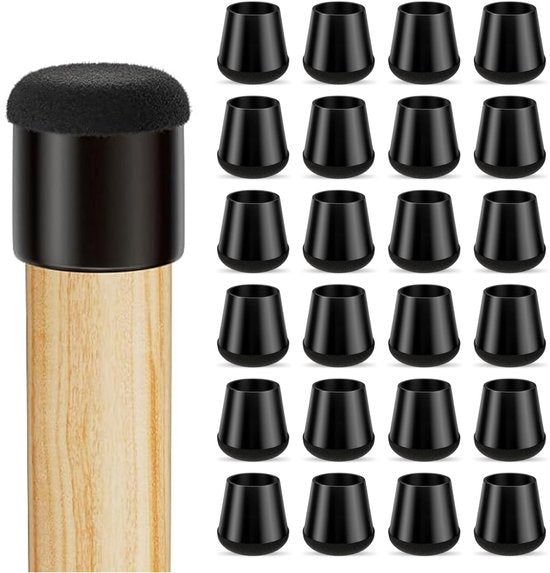 Lucht Stoelpoot beschermers met vilt - 32 stuks - Doppen 12-16mm - Met anti-kras vilt - Rond - Zwart - Vloerbescherming - Stoelpoot sokken - Zwart