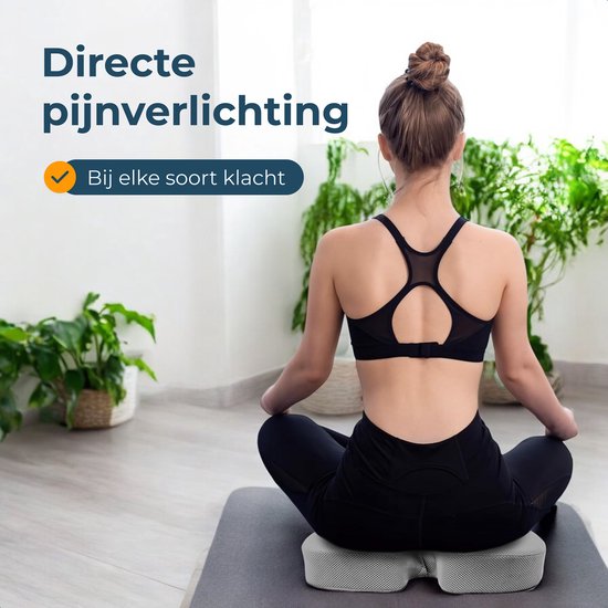 Zitkussen Orthopedisch - Verlichting onderrug, stuitje & heupen - Ergonomische Stuitkussen - Traagschuim Wigkussen - Voor Stoel & Bureaustoel - Alyze