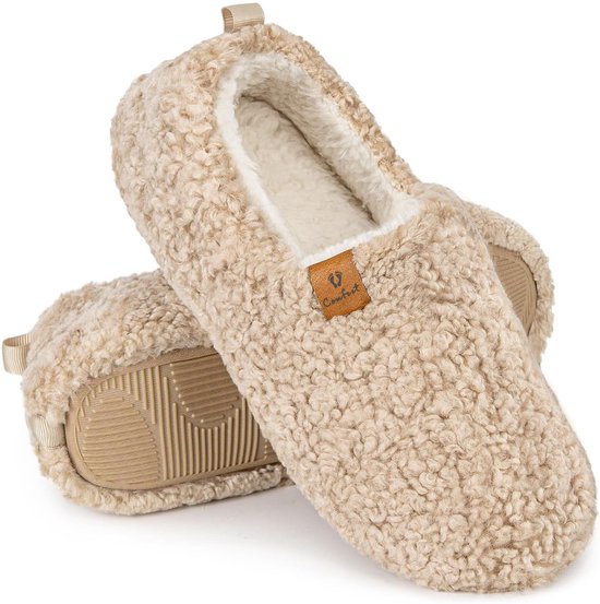 Pantoffels Dames - Sloffen - Maat 38/39 - Khaki - Anti-slip - Comfeet