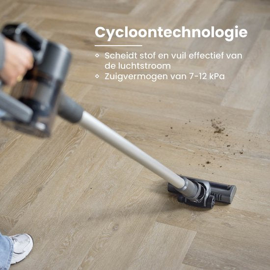 Nexxt Draadloze Steelstofzuiger met Cycloontechnologie – Lichtgewicht Stofzuiger met Kruimeldief zonder Zak – HEPA 13 Filter – Complete Set – Zwart