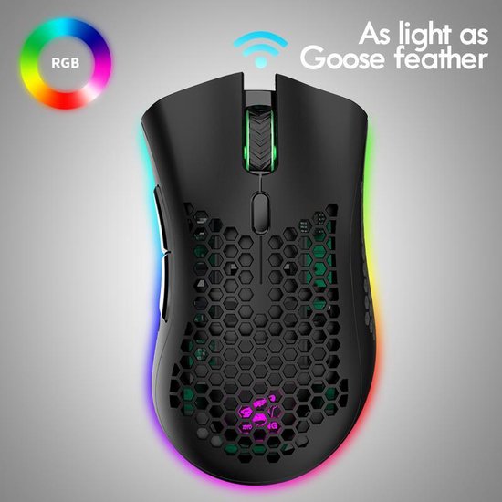 ZIYOU LANG X3 Draadloze Gaming Muis - RGB Honeycomb Gaming Muis - Gaming Muis - Zwart