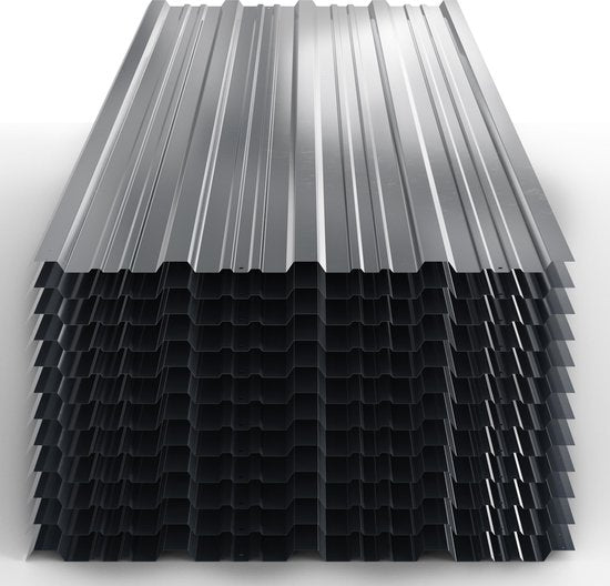 Gardebruk Set van 12 Dakplaten –Metaal – 129 x 46 cm – Antraciet