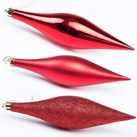 Deuba Kerstboomballen - Set van 102 Kunststof Ø3-6cm - Mat Glanzend Rood
