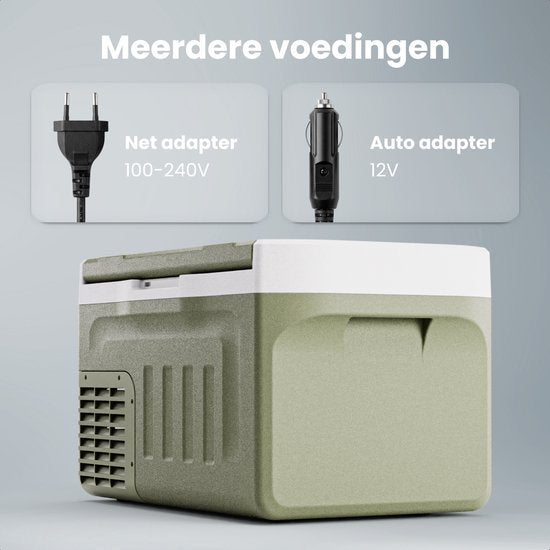Auronic Elektrische Koelbox - Compressor - 21L - 12V en 240 volt - Camping Koelkast - Frigobox Auto - Groen