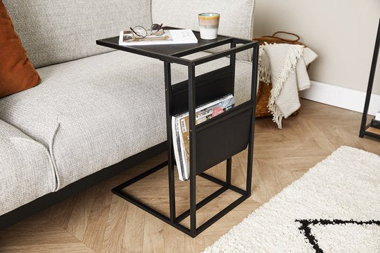 Lifa Living Magazine rek Manhattan Zwart- Hout, Pu-Leer - Zwart- 35x45x63 (LxBxH)