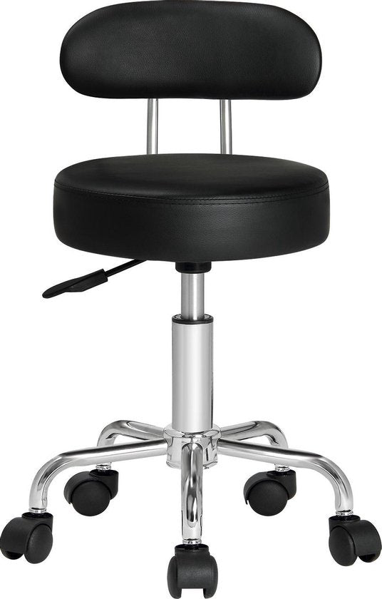 Casaria draaikruk met rugleuning - Zithoogte verstelbaar 46 - 60 cm