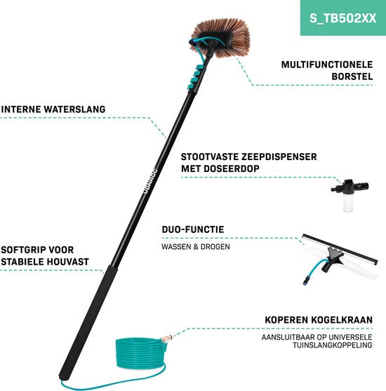 VONROC Telescopische Wasborstel - 6,50m en Waterontharder - Complete Set