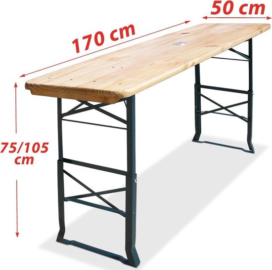 Deuba Houten Tafel Vouwbaar & Hoogte Verstelbaar 170x50x75cm Bruin