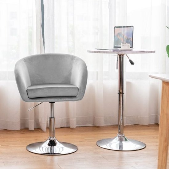 Coast Fluwelen Stoel met Ronde Rugleuning - Draaibaar - Verstelbare Hoogte - 61 x 52 x 72-86 cm - Groen