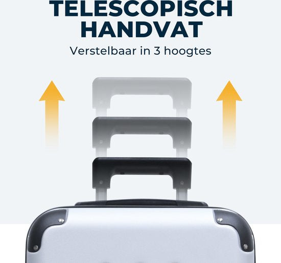 Pathsail® Handbagage Koffer 40L x 55CM - ABS - Lichtgewicht Trolley - Incl. TSA slot & Spinner wielen - Silver