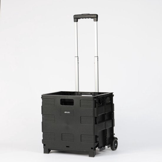 Ceruzo Boodschappen Trolley met Vouwkrat - 30 Liter met 2 Wielen- Inklapbaar- Boodschappenkrat-Zwart
