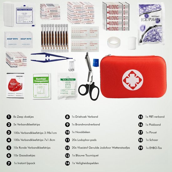 Travelhawk EHBO-kit - Verbanddoos auto - Ehbo Kit Klein - Ehbo Kit Noodpakket - Ehbo Reisset - 275-delig - EHBO