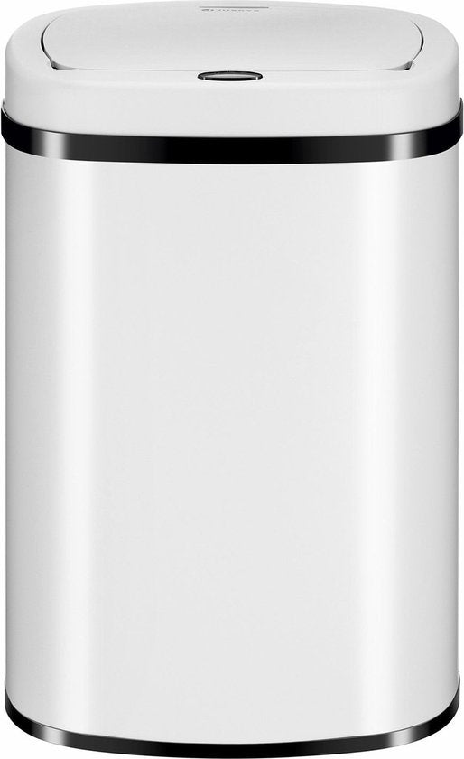 Juskys – Automatische Vuilnisbak Met Sensor – 50 Liter – 40 x 29 x 58 cm – Voorzien Van Bewegingssensor En Touchpanel – Voor Keuken En Kantoor – Wit Gepoedercoat Staal