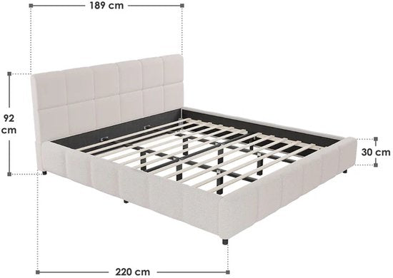 Gestoffeerd Bed Florence - 180x200cm - Crème