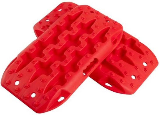 Starthulp Bandenladder voor Zand/Modder/Sneeuw Tractiemat voor Campers Personenauto's Vrachtwagens Rood 58 x 31 x 6 cm 2 Stuks