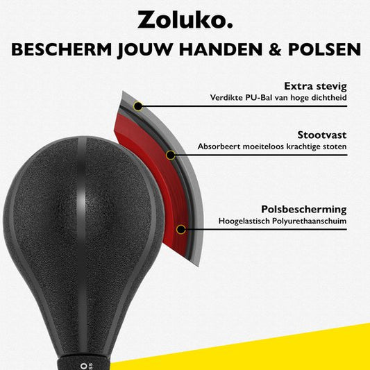 Zoluko Professionele Boksbal op Voet - Incl. E-Book - Verstelbaar in Hoogte 120-160cm - Voor Binnen en Buiten - Bokstrainer - Boksbal op Standaard - Boksset - Boksbal Staand - Boxing – Thuis Sporten – Bokspaal - Zwart
