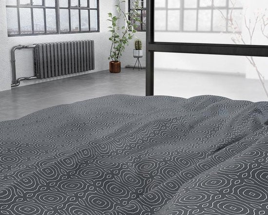 Sleeptime Flanel Jason - Dekbedovertrek - Eenpersoons - 140x200/220 + 1 kussensloop 60x70 - Antraciet