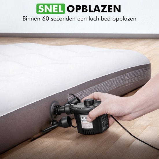 Travelhawk Elektrische Luchtpomp - Electrische Pomp Luchtbed - Inclusief Stekker en Autolader - Compact - Handig Voor Kamperen - 12V En 220V -