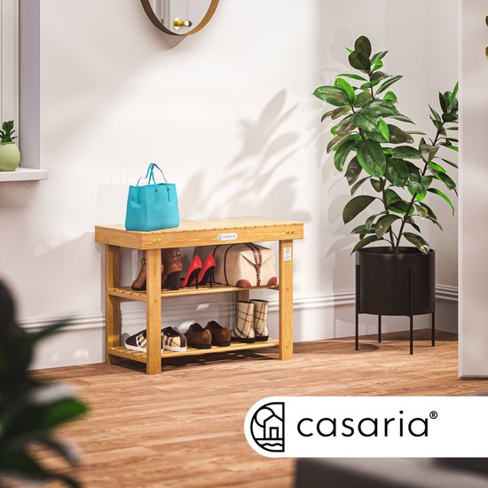 Casaria Schoenenrek - Zitbank 3 Schappen 50x30x46cm – Acaciahout