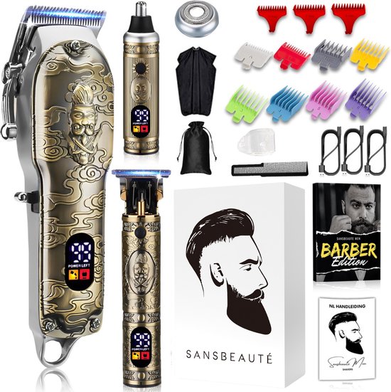 Professionele Draadloze 4-in-1 Tondeuse – Mannen Hoofdhaar & Baard – Trimmer – Kappersset