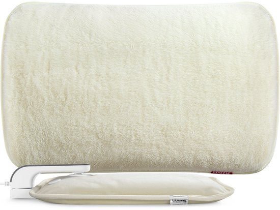Coozie Elektrische Kruik – 1L – met ThermoSoft Hoes van Pluche – Verwarmende Zachte Warmwaterkruik – Warmtekruik – Beige