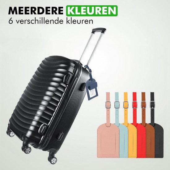 Travelhawk Kofferlabels - PU Leather Bagagelabel - 6 stuks Kofferlabel - Reisaccessoire - Naamlabel - Meerdere Kleuren