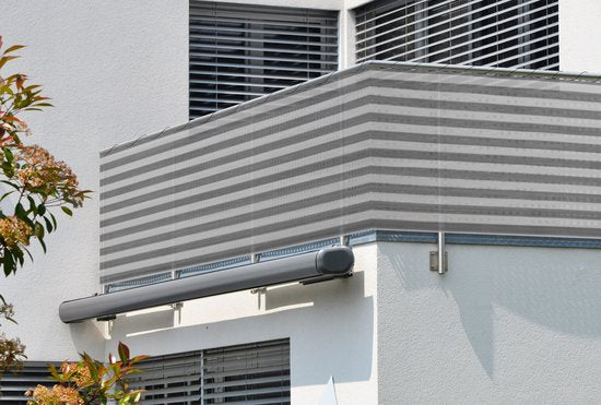 Detex Balkonscherm 1.4x10m – 50 Kabelbinders UV-Bestendig – Grijs Wit