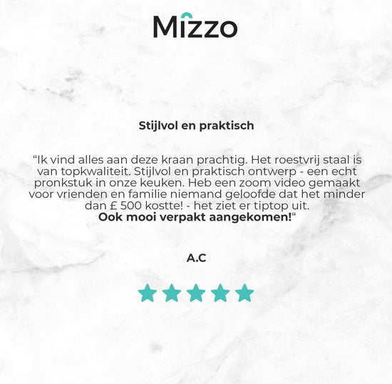 Mizzo Trigo Hoge Keukenkraan - Antibacteriële Sproeikop - 44 cm Hoog - Mat RVS