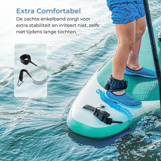 Supper Sup Board XL - Max. 220KG - Opblaasbaar – Paddle Board – Waterdicht Telefoonhoesje – Pomp – Vin – Leash – Draagtas – 335 x 81 cm - Turqoise
