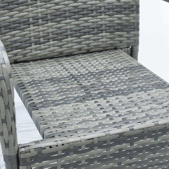 Juskys - Set Van 4 Tuinstoelen - Polyrotan - Grijs - Buitenstoelen - Stapelbaar - Verstelbare Pootjes - Max 160 Kg