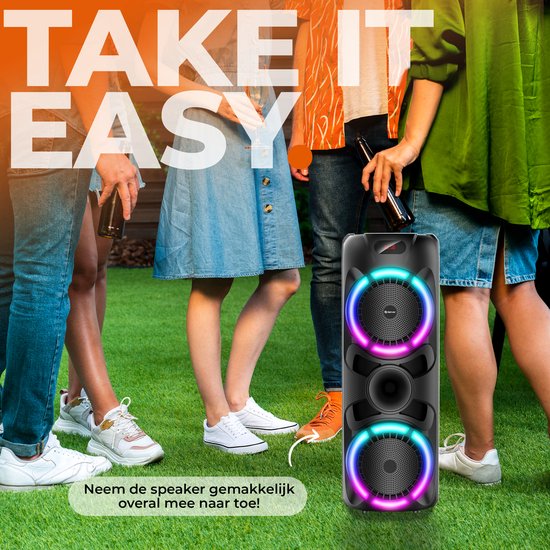 Denver Bluetooth Speaker Party box - Discolichten - Partybox - Incl. Draadloze Microfoon & Afstandsbediening - BPS459