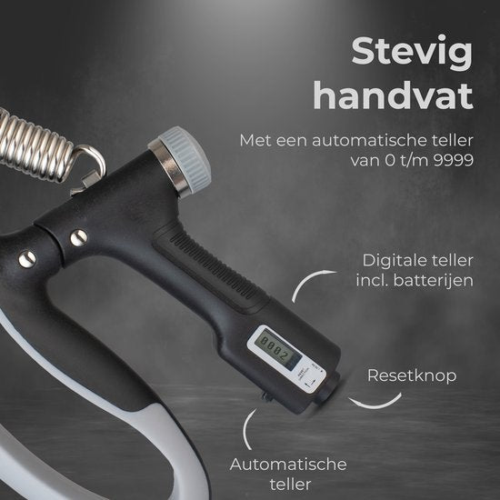 Verstelbare Handtrainer - 10 tot 100 KG - Digitale Teller - Handknijper Fitness - Vinger / Onderarm - Grip Trainer - Zwart