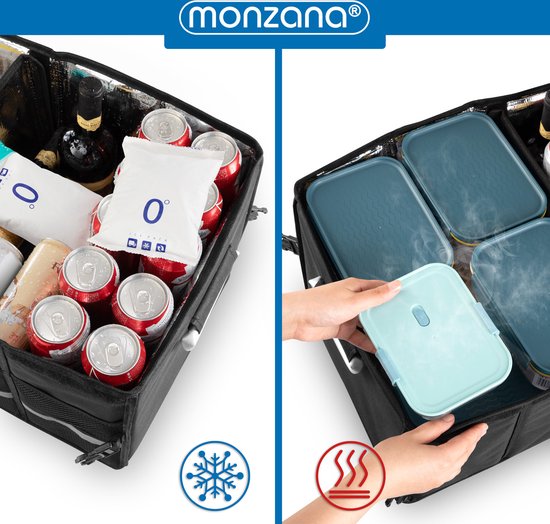 Monzana Kofferbak Organizer - 68L Waterdicht Opvouwbaar - Zwart Zilver