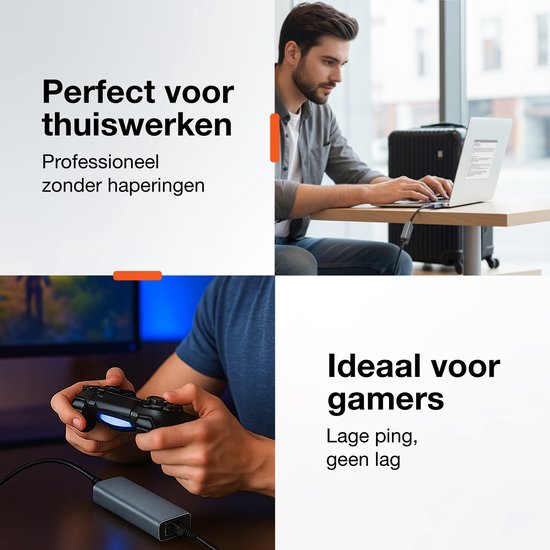 Skoov Ethernet Adapter USB C kabel - USB C naar Ethernet - Internet - Netwerk adapter - 1000 Mbps - Gigabit