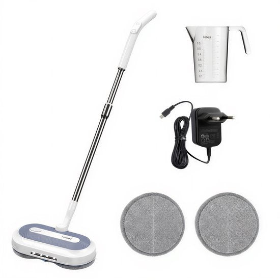 Vapore Elektrische Dweil Draadloos - 150×150 RPM Dual Rotatie - 40 min Accu - LED Verlichting - Vloerreiniger - Alle Harde Vloeren - Stil 77.5 dB - Dweilsysteem met Spray