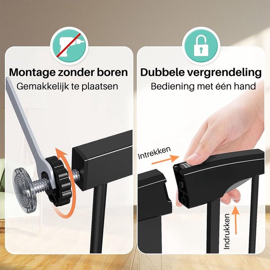 ADSafety Traphekje - Zonder Boren - 76 t/m 103 cm - Verlengstukken - Klembevestiging - Zwart