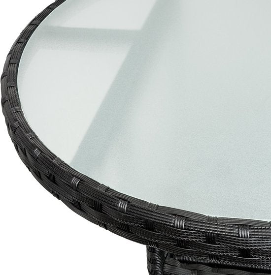 Casaria Bijzettafel - Rond 80cm Weerbestendig Polyrattan - Zwart