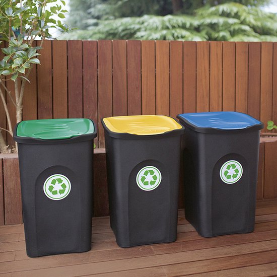 Vuilnisbak 50L - 56x37x39cm - Zwart Groen
