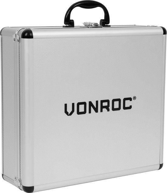 VONROC Accuboormachine 20V – 19 schroefstanden + boorstand - Incl. 2.0Ah accu, snellader en 46 accessoires in luxe koffer